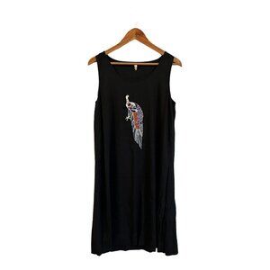 Ava & Lu Peacock Print Dress Size Large Sleeveless